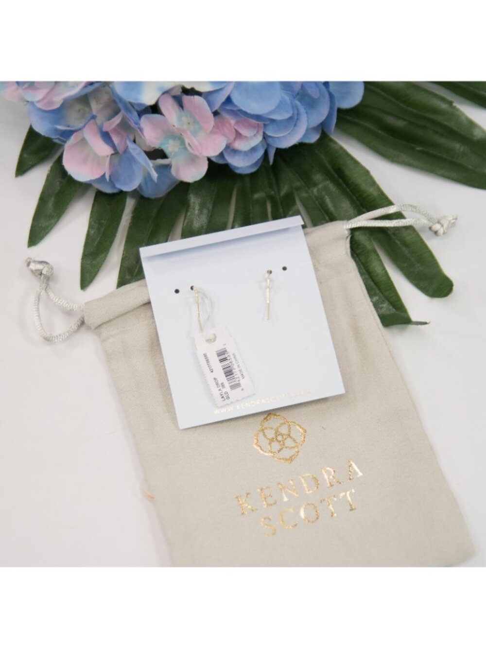 Kendra Scott Layla Bronze Veined Turquoise Gold Plated Drop Dangle Earrings NWT - Picture 3 of 4